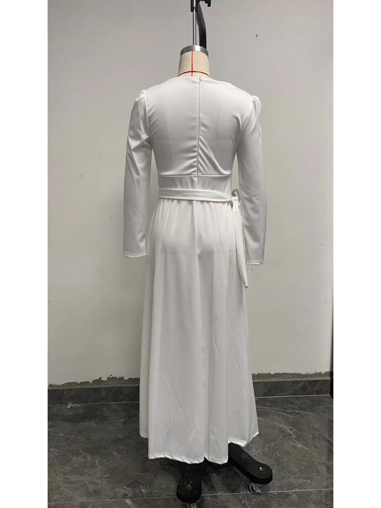 2025 French Style White Satin Evening Dress - Slimming, Elegant Long Skirt
