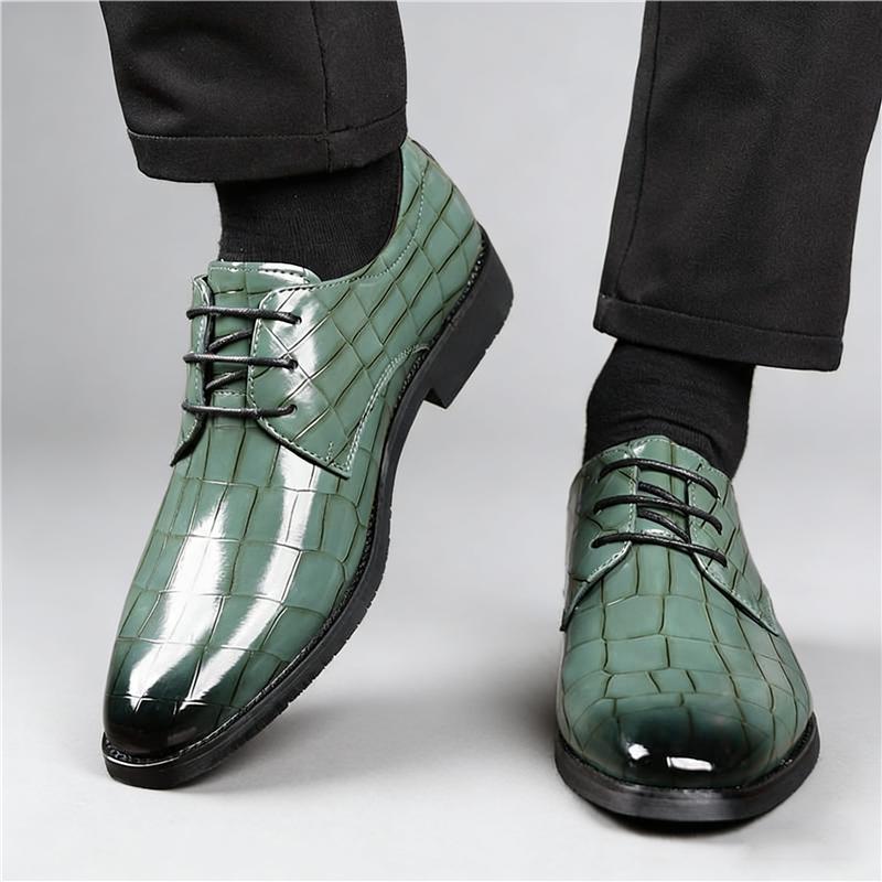 Fashion New Men's Pointed Crocodile Pattern Leather Derby Casual Shoes Male Wedding Dress Homecoming Footwear Zapatos Hombre