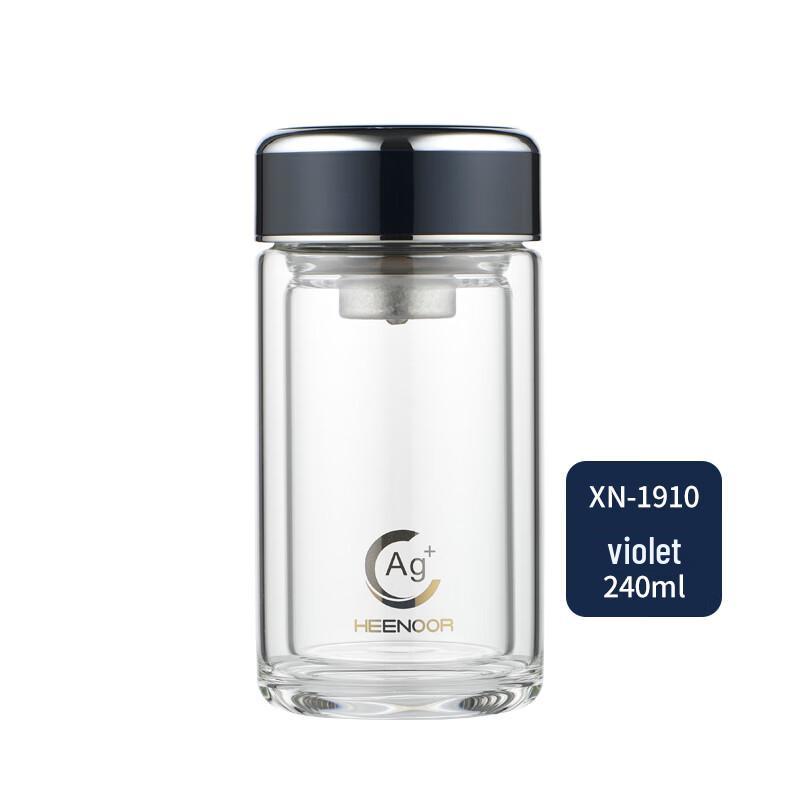 Heenoor Silver Ion Antibacterial Double-Layer Glass Office Cup with Titanium Filter
