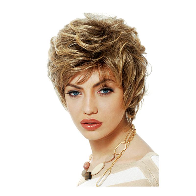 Ladies Blonde Brown Short Wigs Curly for Women Natural Wig Synthetic Hair With Bangs Heat Resistant Wig For Daily Use Cosplay