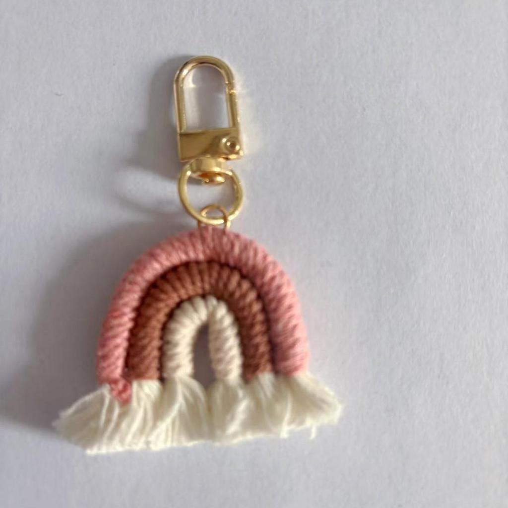 Hand-Woven Rainbow Keychain Pendant