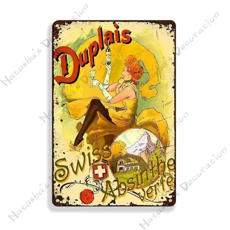 Absinthe Metal Tin Sign Beer Brand Metal Signs Wall Plate Vintage Metal Plaque Man Cave Home Plate Wall Industrial Decor