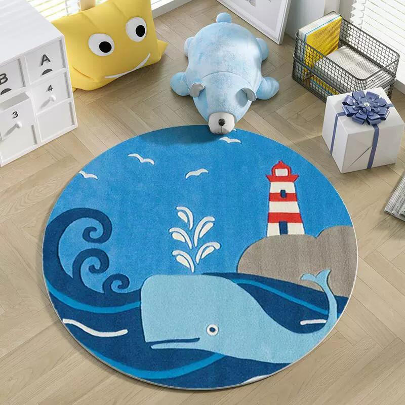 Round Cartoon Plush Carpets Cute Children's Room Decoration Rug Large Area Living Room Rugs Bedroom Bedside Carpet Washable Mats