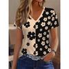 Flower and Floral Full Body Printed Breathable V-neck Short Sleeved T-shirt