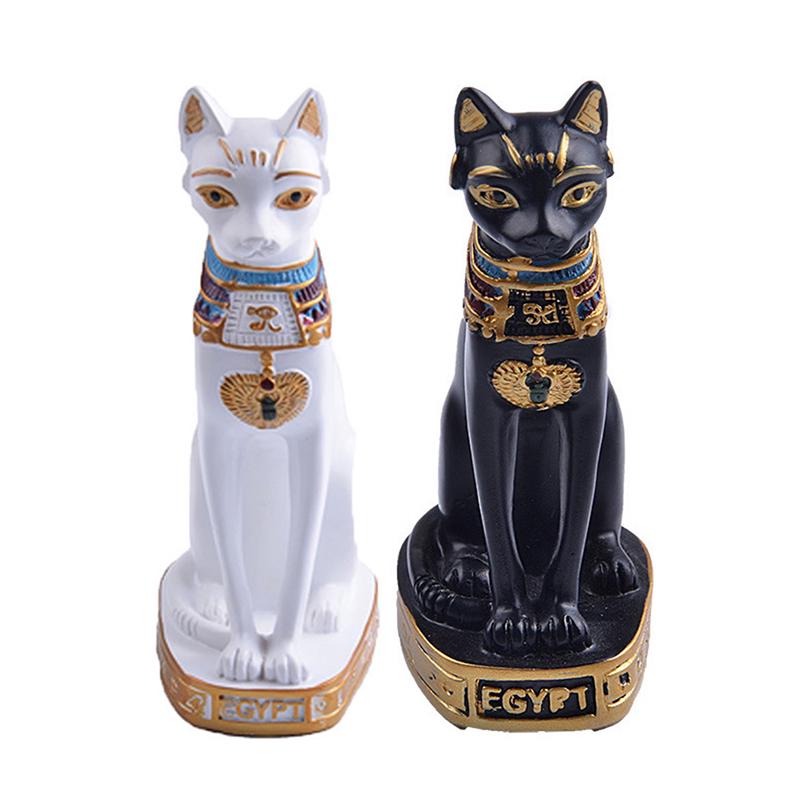Statua Gatto Vintage In Resina Nera - Portacandele/Figurina Decorativa Per Casa E Ufficio - 565g