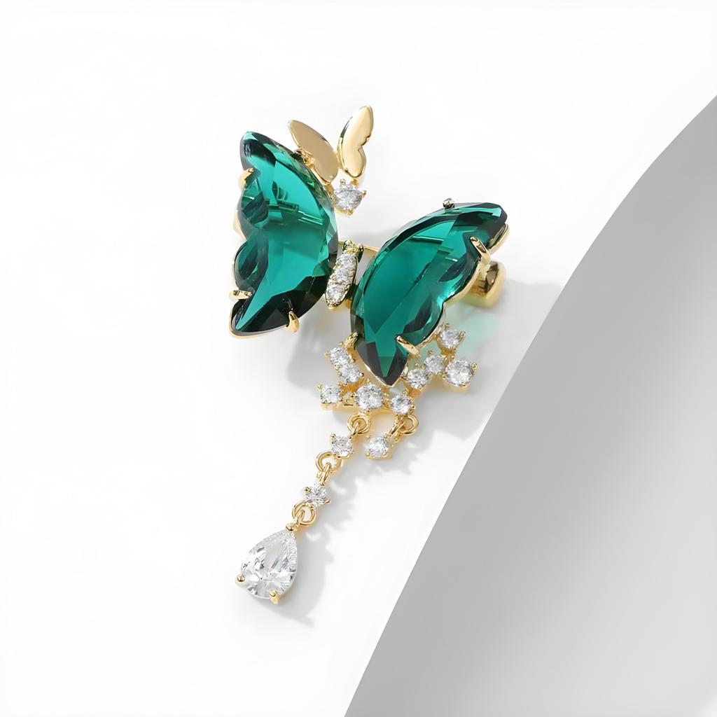 "Elegant Dance Brooch, High-end Women's Exquisite Butterfly Water Drop Tassel Brooch, Niche Design Sense Brooch.