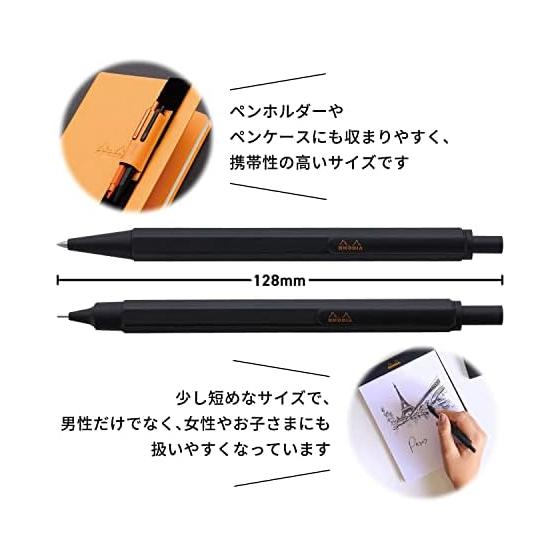 Rhodia Script Hexagonal Barrel Aluminum Body Hairline Finish 0.5mm Black Mechanical Pencil