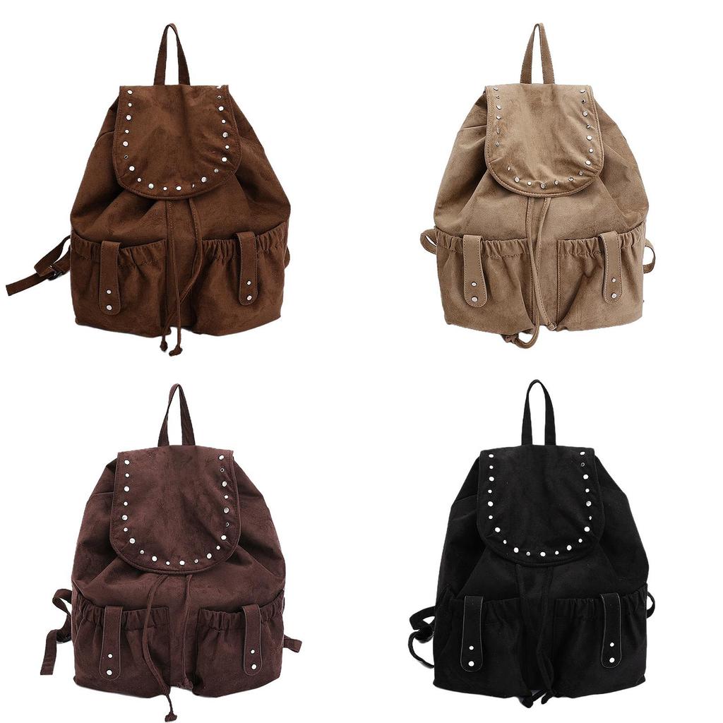 Suede Leather Large Capacity Backpack For Women With Breathable Design For Daily Use