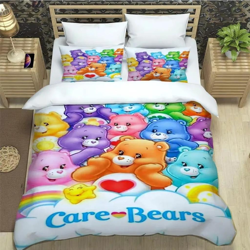 Exquisite 3D Care Bears Wallpaper Cartoon Printing Bedding Set Duvet Cover Comforter Bed Adult Youth Girl Boy Gift