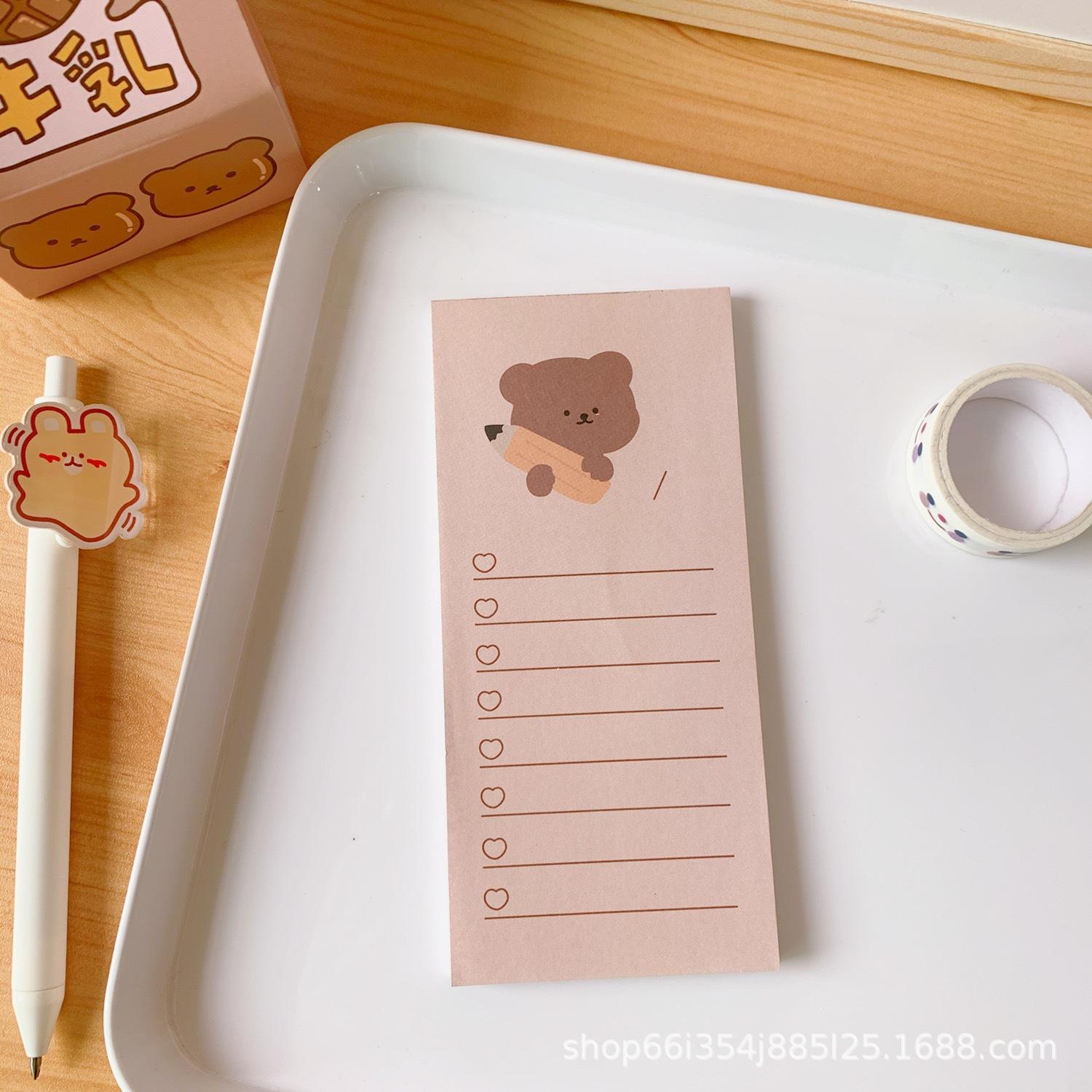 

Kawai stationery Internet celebrity Biscuit Bear lovely Memo Pad long cute bear student book portable notebook School Supplies