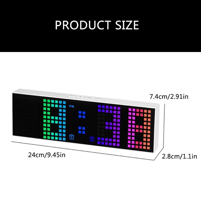 LED Digital Alarm Clock with Voice Control and Colorful Display 2 Alarms 12/24H Date Electronic Table Wall Clock Decors