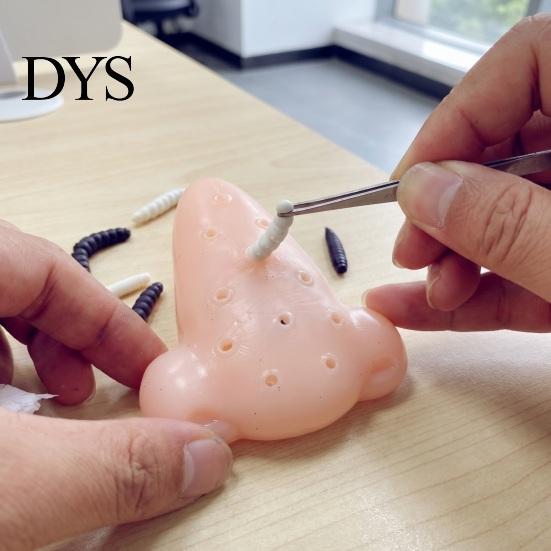 Sensory Fidgets for Adults Nose Pimple Popping Toy with Tweezers And Worm, Funny Stress Relief Prank Toys Kids Game Party, Flexible TPR Realistic