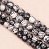 Black-striped Lattice Round Natural Stone Beads 15"Strand Smooth Loose Spacer Beads 4/6/8/10/12mm for Jewelry Making DIY Bracelets Accessories