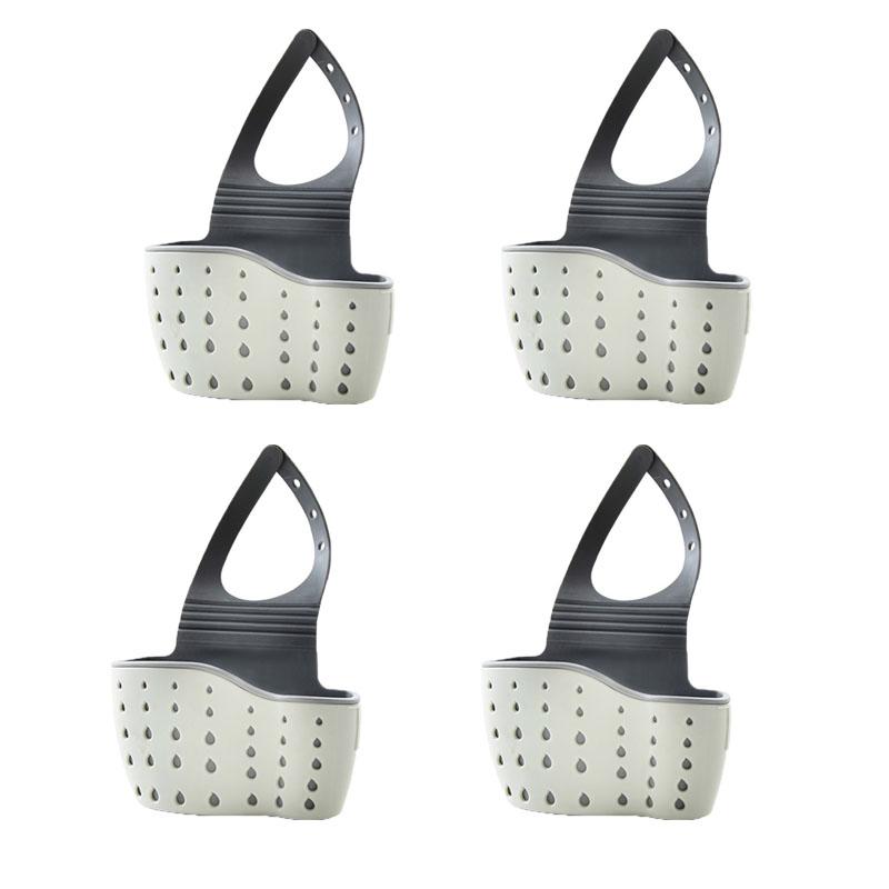 1-4PCS Household Adjustable Button Type Sink Drain Hanging Bag Kitchen Storage Shelf Faucet Sponge Twolayer Drain Hanging Basket