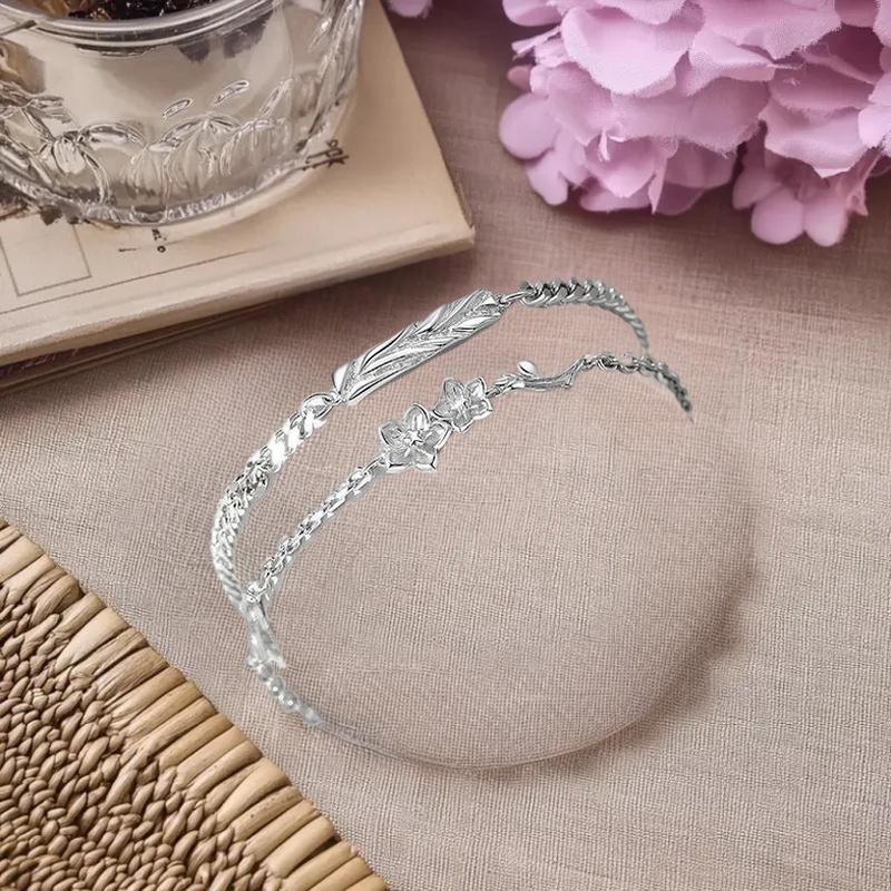 1/2 STÜCK Klassisches Verstellbares Liebesarmband Valentinstag Handschmuck Einfaches Dünnes Armband Blume Anhänger Paar Armreif Mädchen