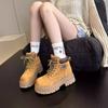 [Armano] New European and American pink heightened platform outdoor Martin boots women's short boots tooling rhubarb boots