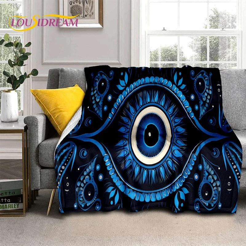 3D Boze Oog Turkije Blauw Nazar Oog van Horus Zachte Flanel Dekens, Plaid Comfortabele Deken voor Picknick Bedden Bank Slaapkamer