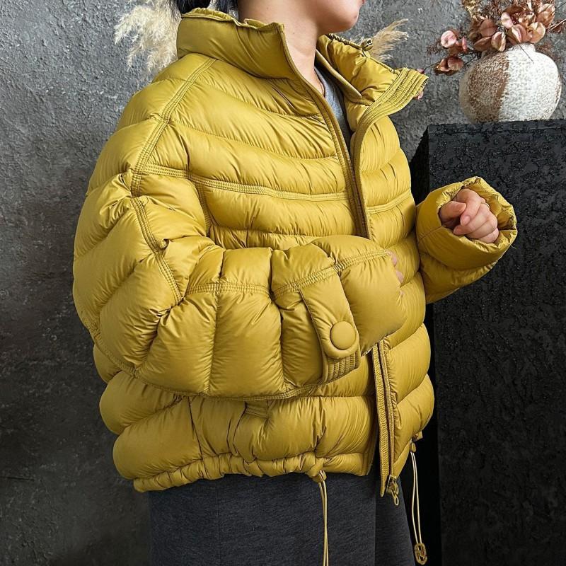 Womens Short Puffer Jacket With 90% White Duck Down Fill Korean Style Loose Fit Winter Coat Small Stature