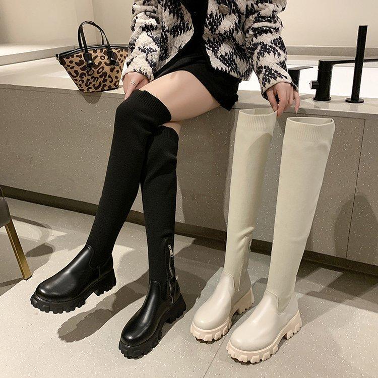 Size 36-43, large size women's shoes 41 fat feet Korean version thick-soled over-knee elastic boots women's ins tide elastic thin boots 42