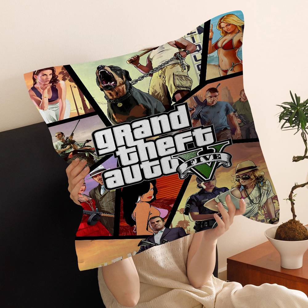 

Action Game Grand TTheft Auto Cushion Cover Car Throw Pillow Case For Sofa Car Christmas Gift 40x40cm 45x45cm 30x30cm