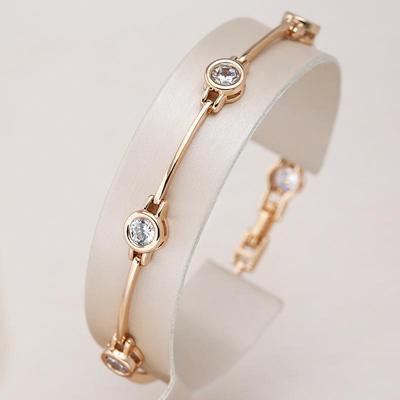 Runde weiße Zirkon vergoldete schlanke Armbänder Smooth Connect Mode Damen Armbänder Hochzeit Party Zubehör