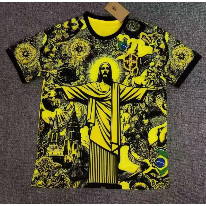 Brazil Training Football Jersey Fans Edition Short Sleeve Soccer Shirts Unisex Women