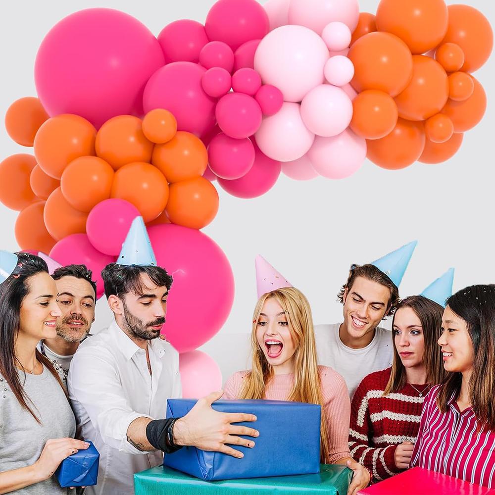 Pink Balloons Garland Rose Red Orange Balloon Arch Kit Bride Shower Wedding Home Kid Birthday Party Graduation Decoration Globos