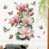 Magnolia Butterfly Wall Sticker Self-Adhesive Waterproof Removable Living Room Bedroom Hallway Background Wall Home Decor Art