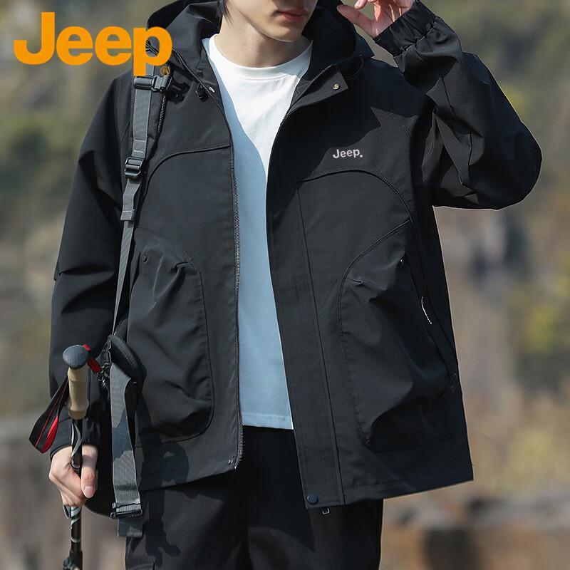 Jeep Men's Loose Hooded Outdoor Jacket
