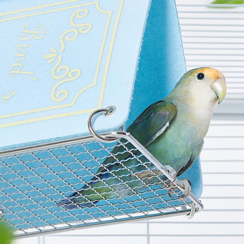 Bird Nest House Bed Bird Bed for Cage with Metal Undercover Hanging Hammock Shed Hideaway Huts for Macaws Parrots