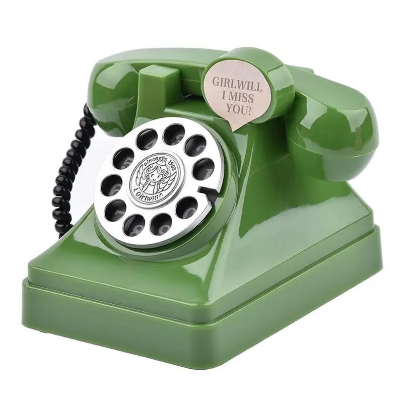 Phone Money Saving Box Sculpture Cartoon Tabletop Decoration Retro Telephone Piggy Bank for Shelf Bedroom Office Desktop Home