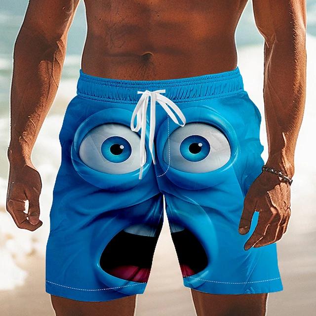 New Fashion 3D Print Board Shorts Mens Funny Face Graphic Short Pants Summer Vacation Quick Dry Swim Trunks Kids Y2k Ice Shorts