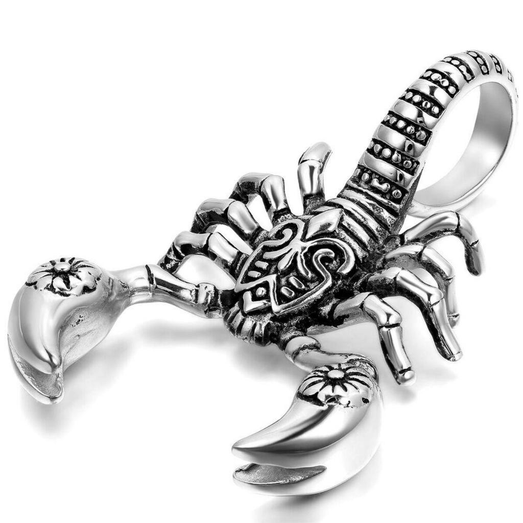 Mens Womens Stainless Steel Scorpio Zodiac Scorpion Pendant Necklace