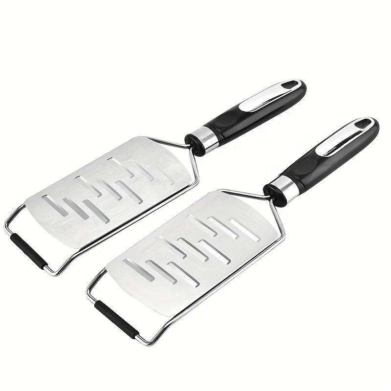 2pcs Stainless Steel Grater and Slicer Set for Vegetables, Fruits, Cheese , Includes 2 Graters with Black Handles and 2 Slicers with White Handles