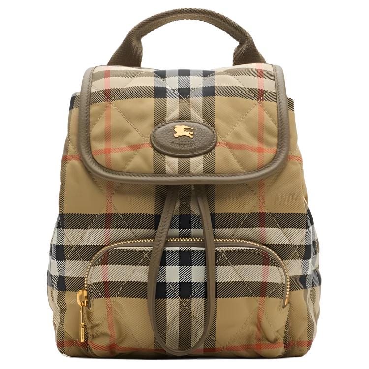 

Burberry Vintage Check Quilted Mini Backpack With Equestrian Knight Detail & Gold Hardware For Daily Use Basic Set (Bag+Dust Bag)