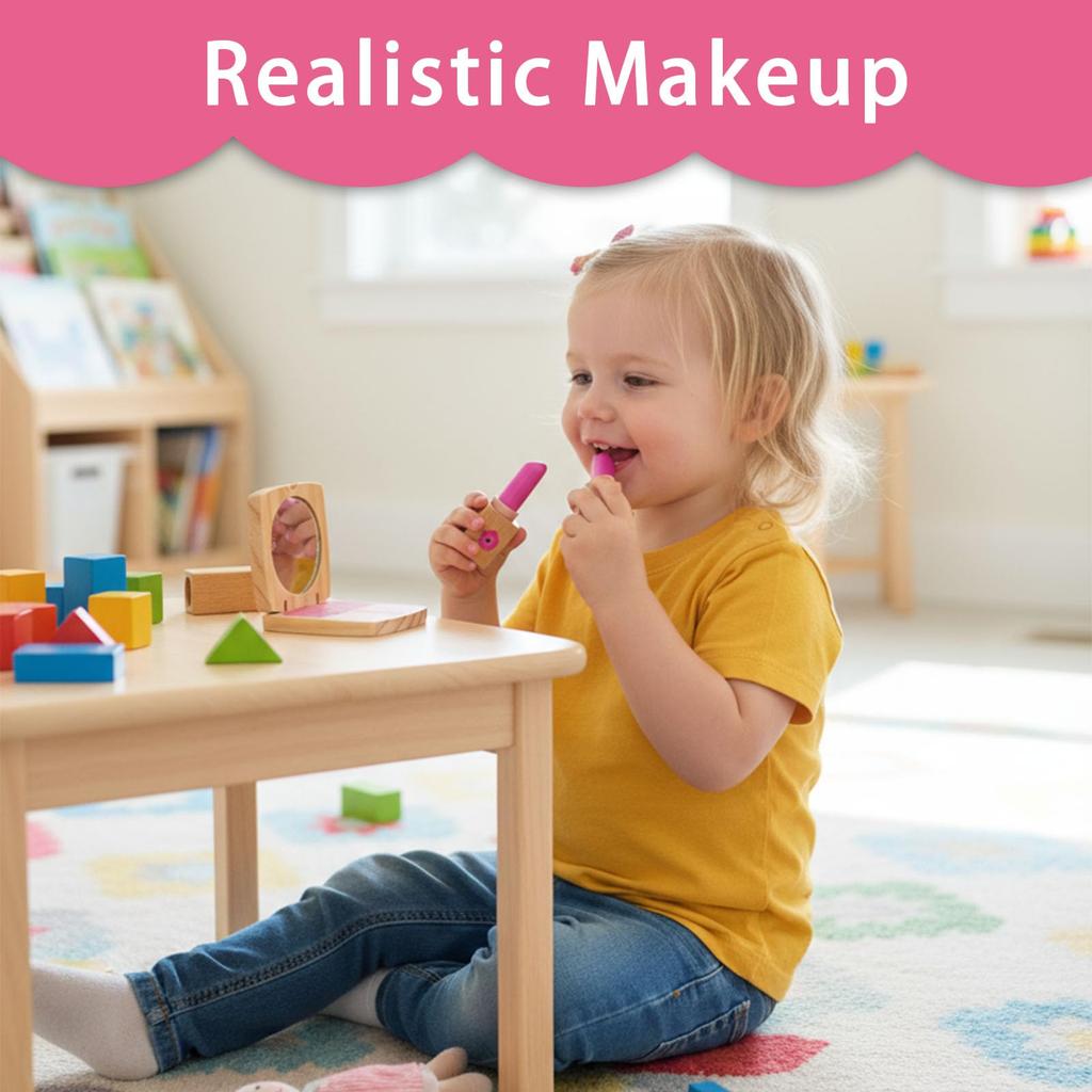 UMU Makeup Set for Girls, Gift, Toy, Kids Cosmetics, Water-Removable, Christmas Gift, Wooden Dresser, Educational Toy, Elementary School Student Toy,