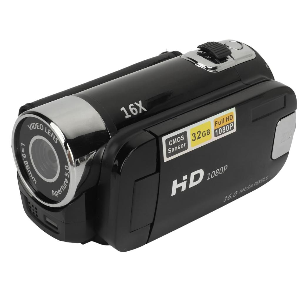 Digital Camera HD 1080P 16MP 2.4-inch Rotatable Screen Video Camera with 16X Zoom Recorder and Fill Light (Black)