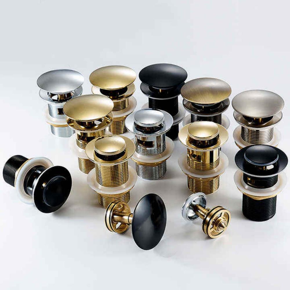 Faucet Accessory Washbasin Pipe Click Pop up Drain Button Bathroom Sink Plug Drainer Siphon Waste Stopper With Hole