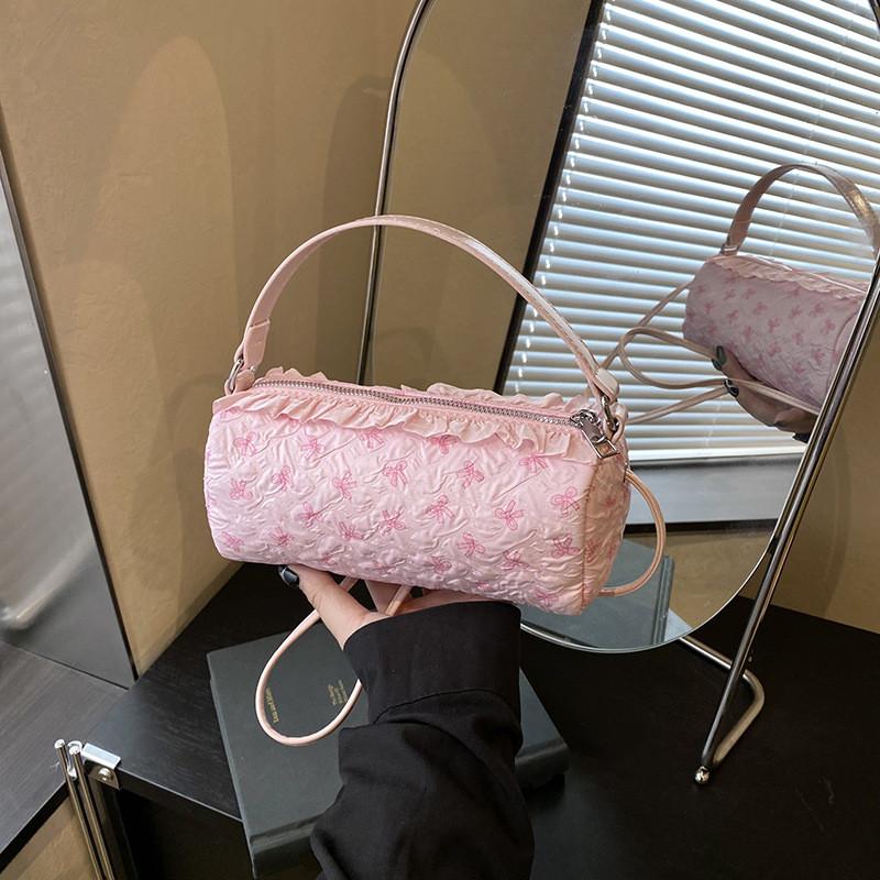 Nylon Small Oval Crossbody Bag For Women With Zipper Closure And Macaron Colors