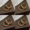 Tibetan Silver 18K Gold Plated Bead Twisted Round Hoop Earrings for Women Trendy Fashion  Minimalist Accessories