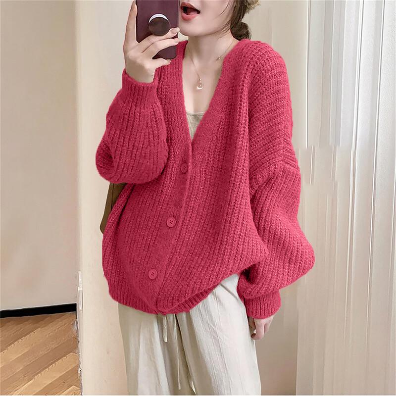 TonLion Women's Loose Fit V-Neck Cardigan