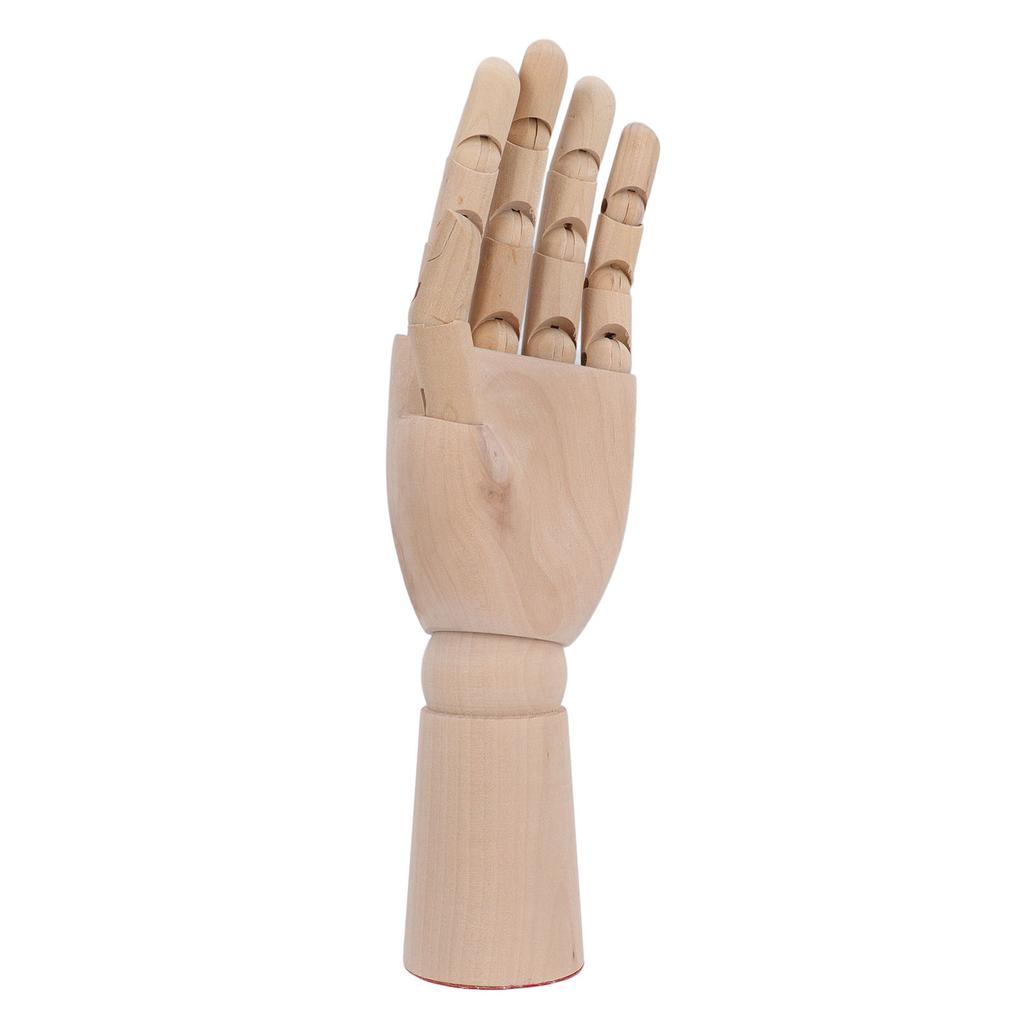 11.8in Wood Hand Model Non Slip Flexible Wooden Manikin Hand for Jewelry Display Sketch Painting