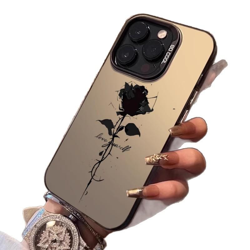 ins simple rose for Apple 15promax mobile phone case creative iPhone16E13 personality 14 women