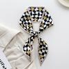 Korean Xiaoxiangfeng black and white silk scarf women's thin and narrow long simulated silk headband tied bag streamer spring and summer versatile