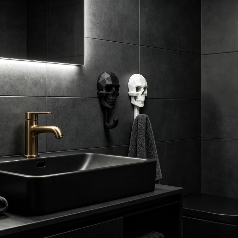 Realistic Gothic Skull Wall Hook - Embossed Skull Head Design