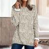 Women's Fashionable Printed Round Neck Long Sleeved Plush Warm Pullover Top