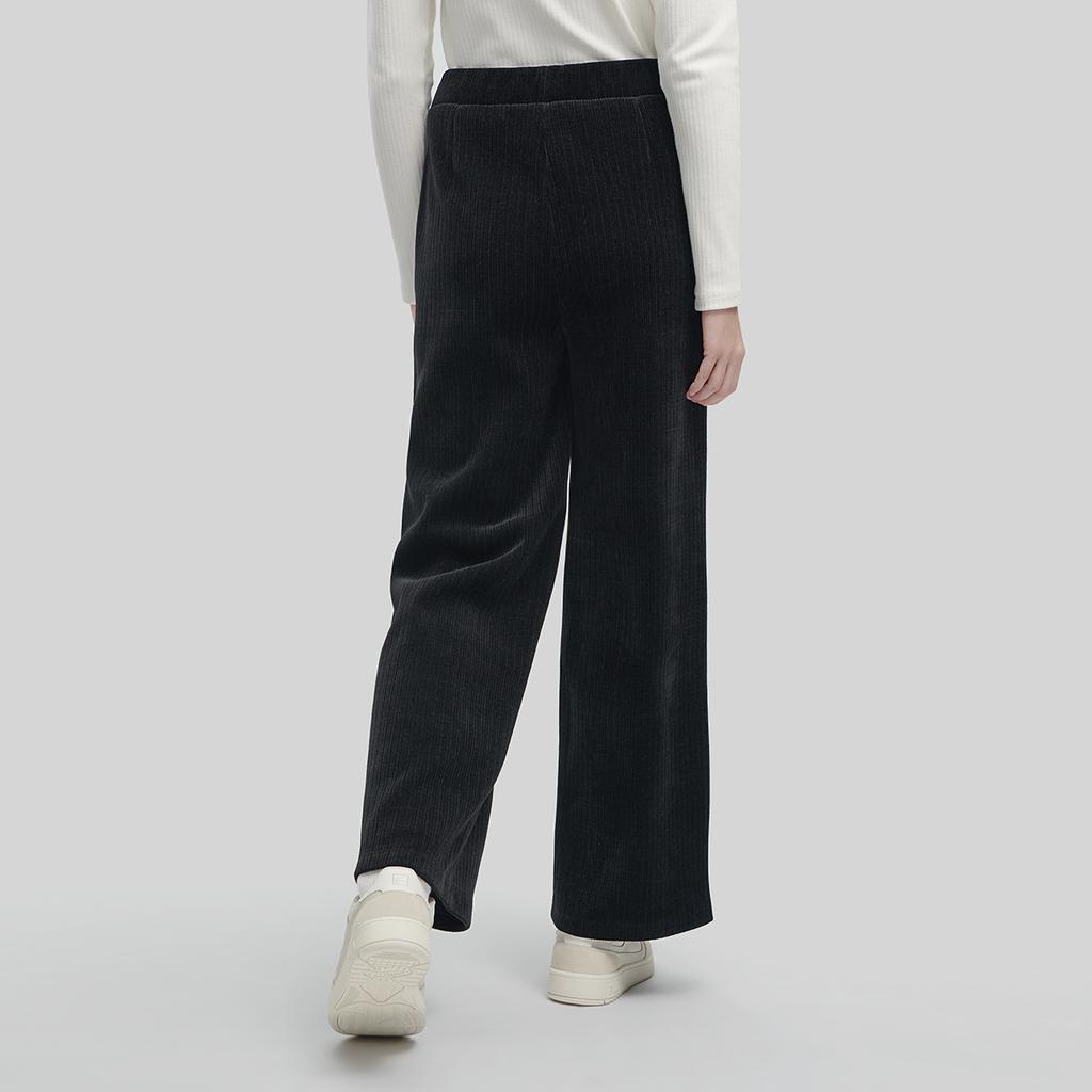 Fila Emerald Solid Color Straight Leg Knit Casual Pants Women Pants Black F11W344604FBK