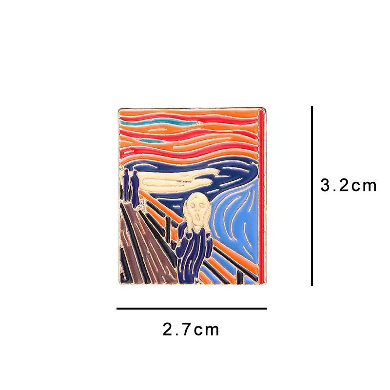 Van Gogh Head Drip Oil Alloy Brooch - European/American Style Badge for Clothing Accessories