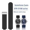 Silikon-Uhrenarmband für Casio EFR-S108 EFR-S108D Serie Magnetischer Faltschließe Gummi-Uhrenband Konvex 22x12mm Armband Herren