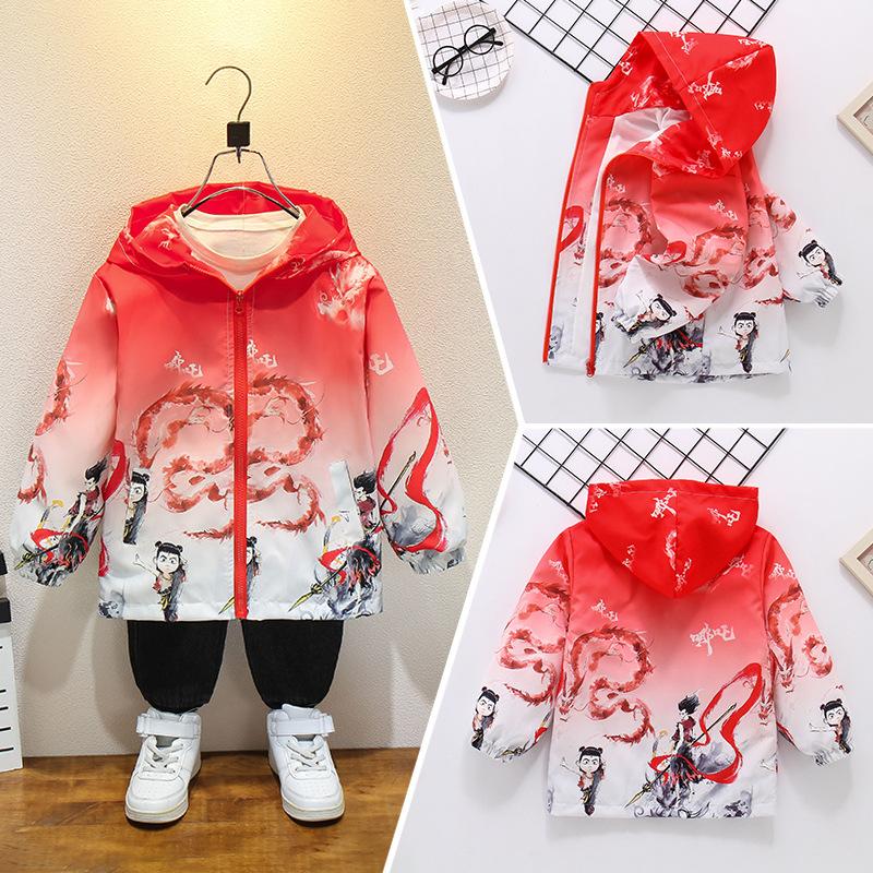 

Пальто для мальчиков 2025 года, детская повседневная куртка с капюшоном и хардшеллом на весну и осень 170cm красный